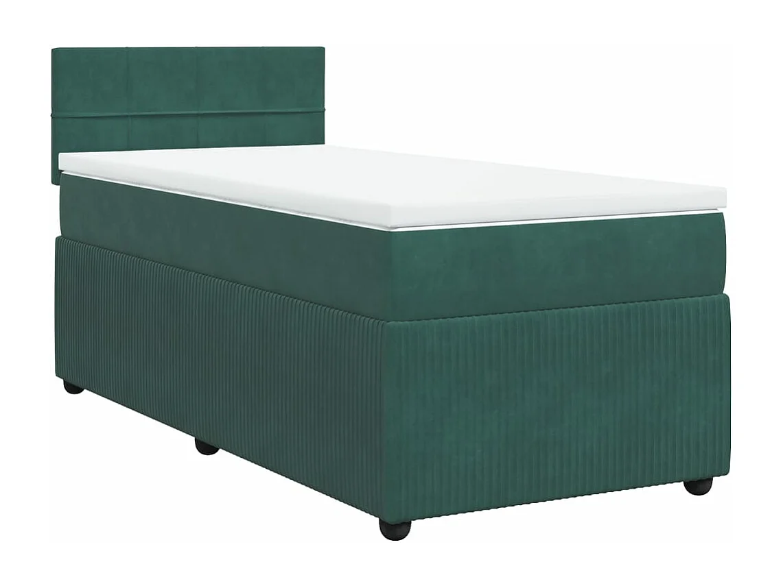 Cama box spring con colchón terciopelo verde oscuro 90x200 cm