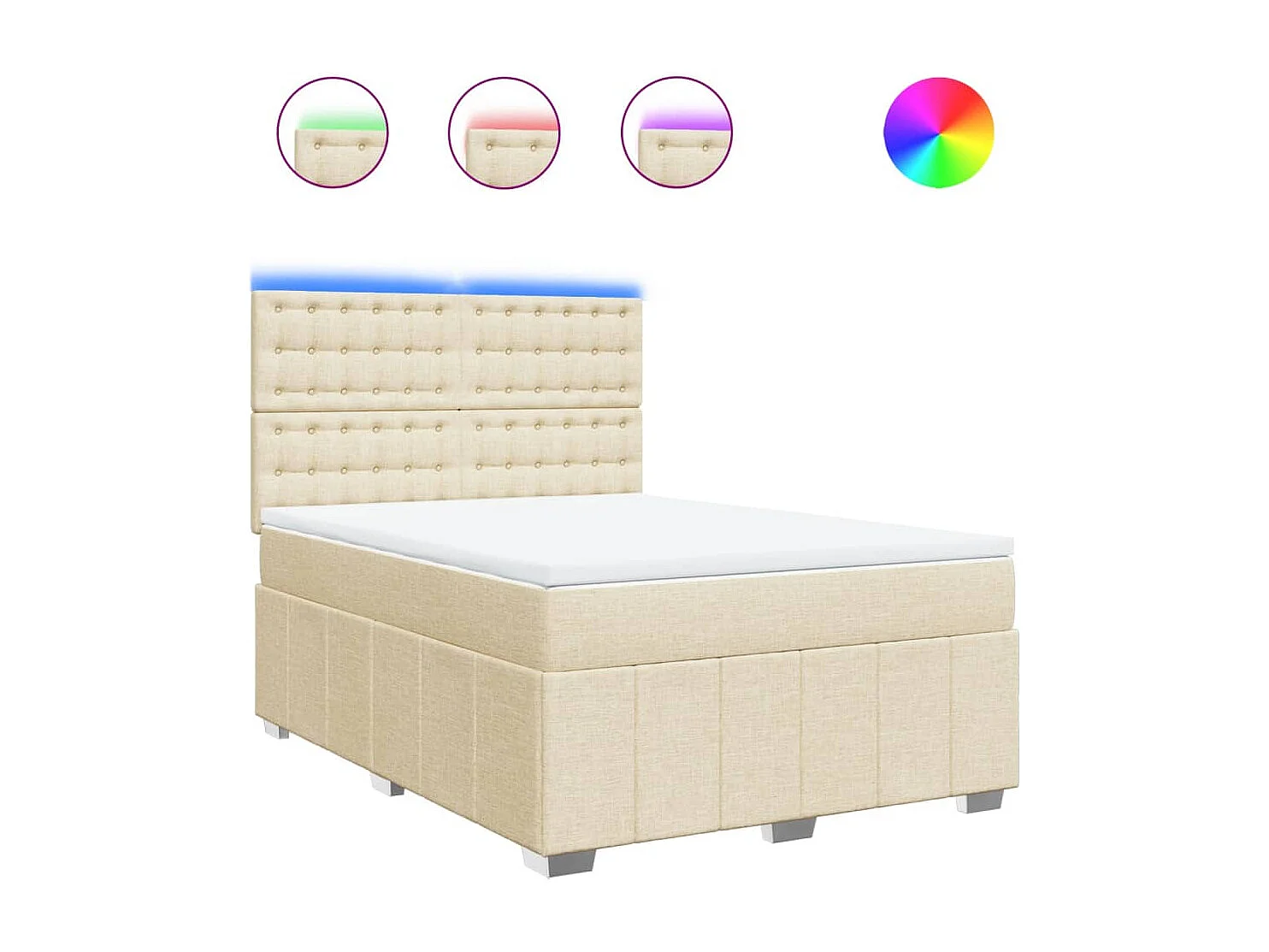 Sommier à lattes de lit avec matelas Crème 160x200 cm Tissu