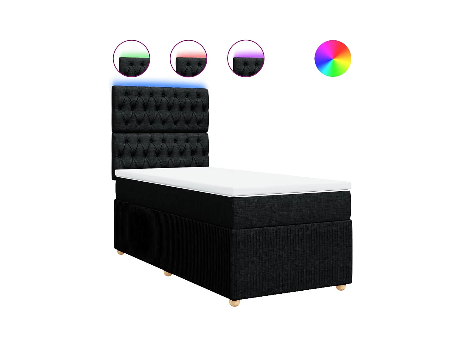 Cama com molas/colchão 80x200 cm tecido preto
