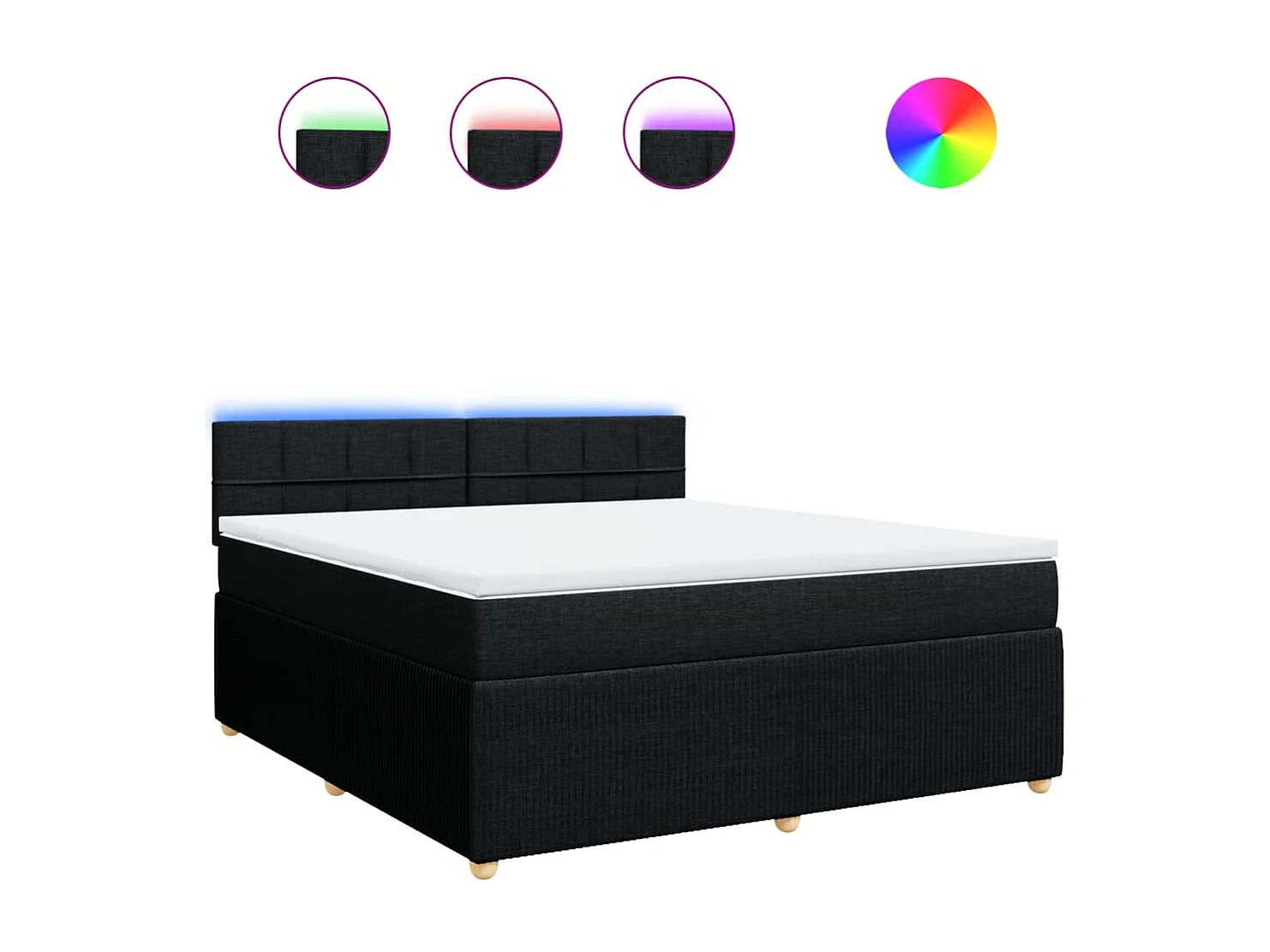 Sommier à lattes de lit avec matelas Noir 180x200 cm Tissu