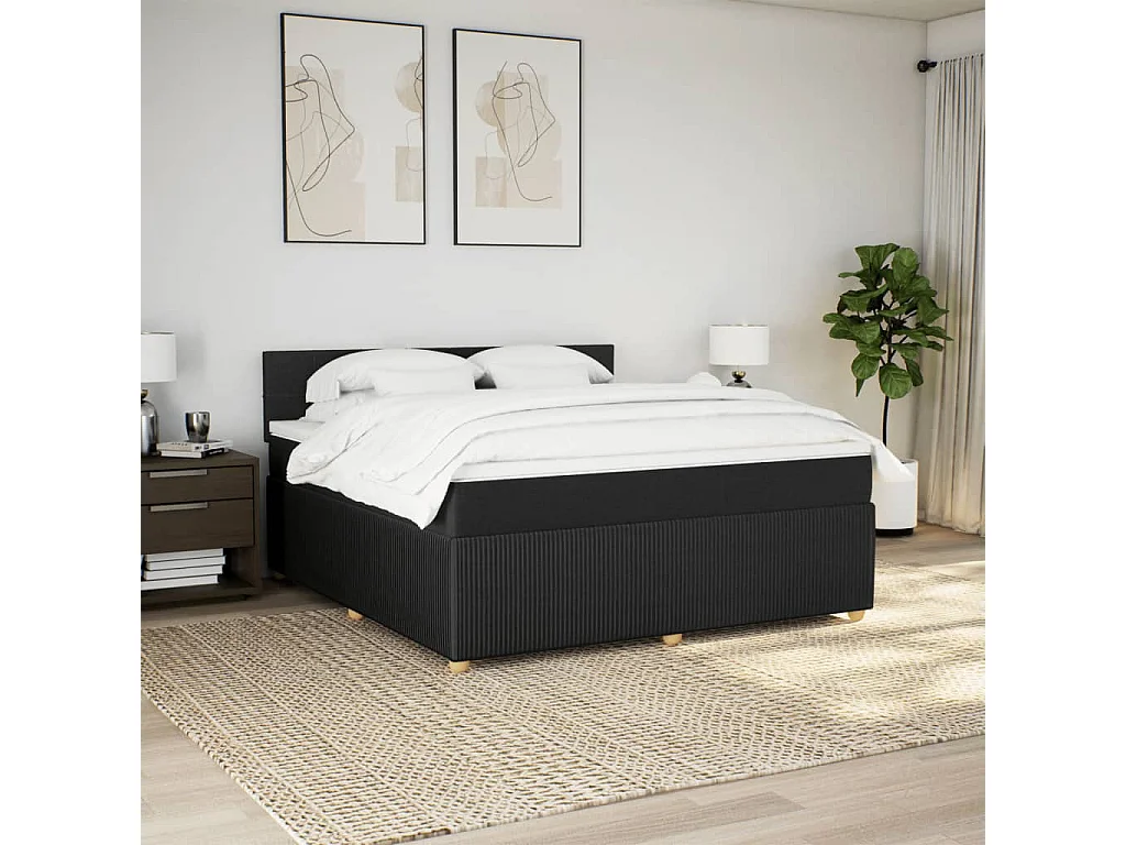 Cama com molas/colchão 180x200 cm tecido preto