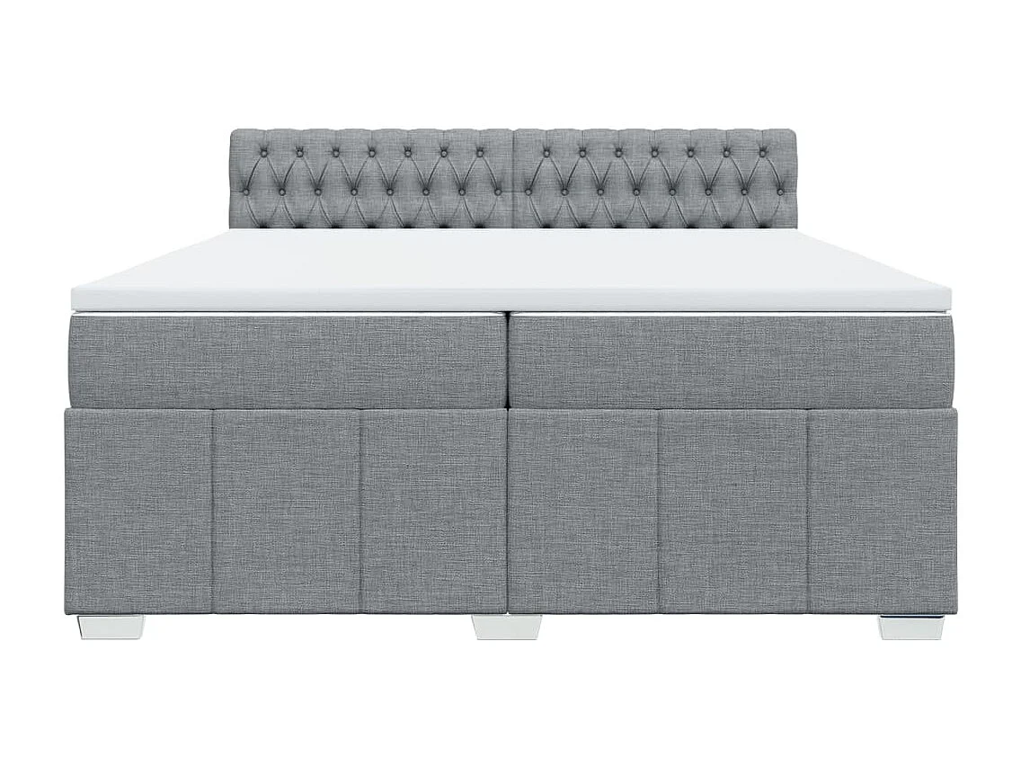 Cama com molas/colchão 200x200 cm tecido cinza-claro