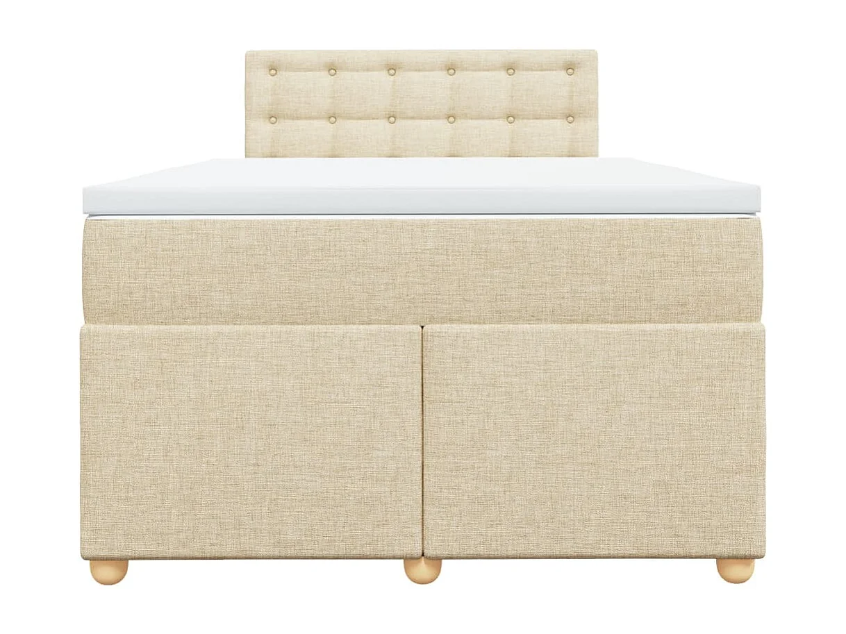 Cama box spring con colchón tela color crema 120x200 cm