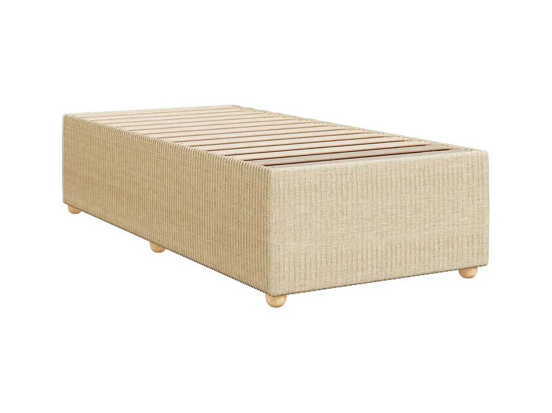 Cama box spring con colchón tela color crema 100x200 cm