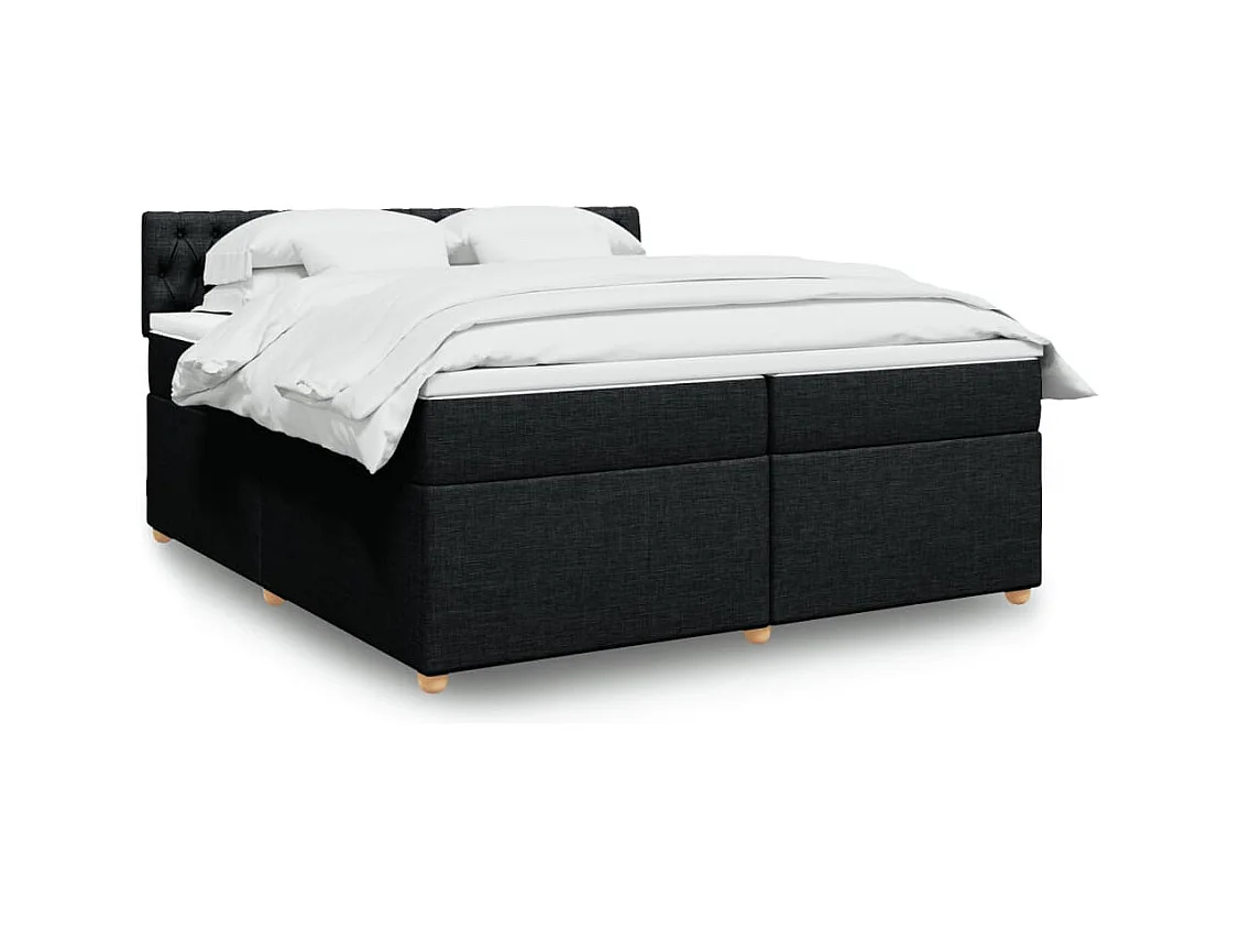 Sommier à lattes de lit avec matelas Noir 200x200 cm Tissu
