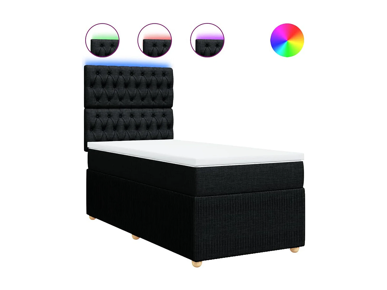 Sommier à lattes de lit avec matelas Noir 90x200 cm Tissu