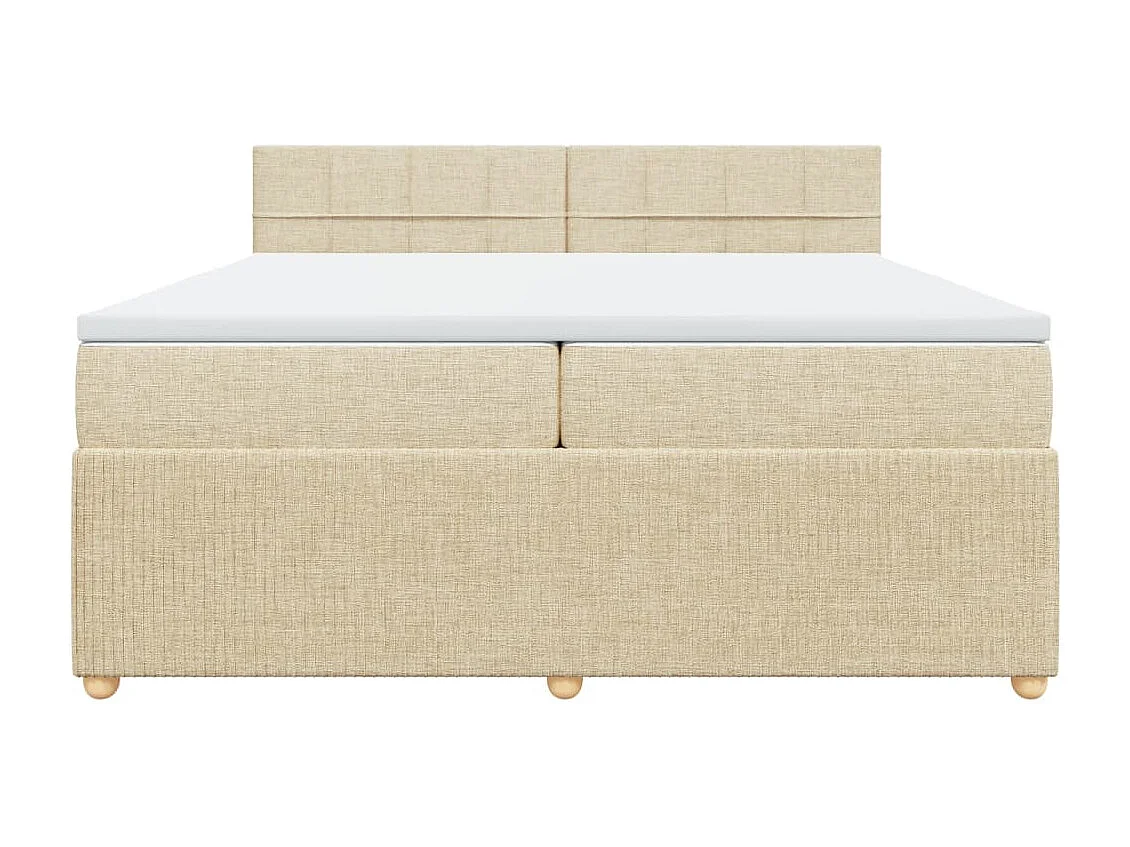 Sommier à lattes de lit avec matelas Crème 200x200 cm Tissu