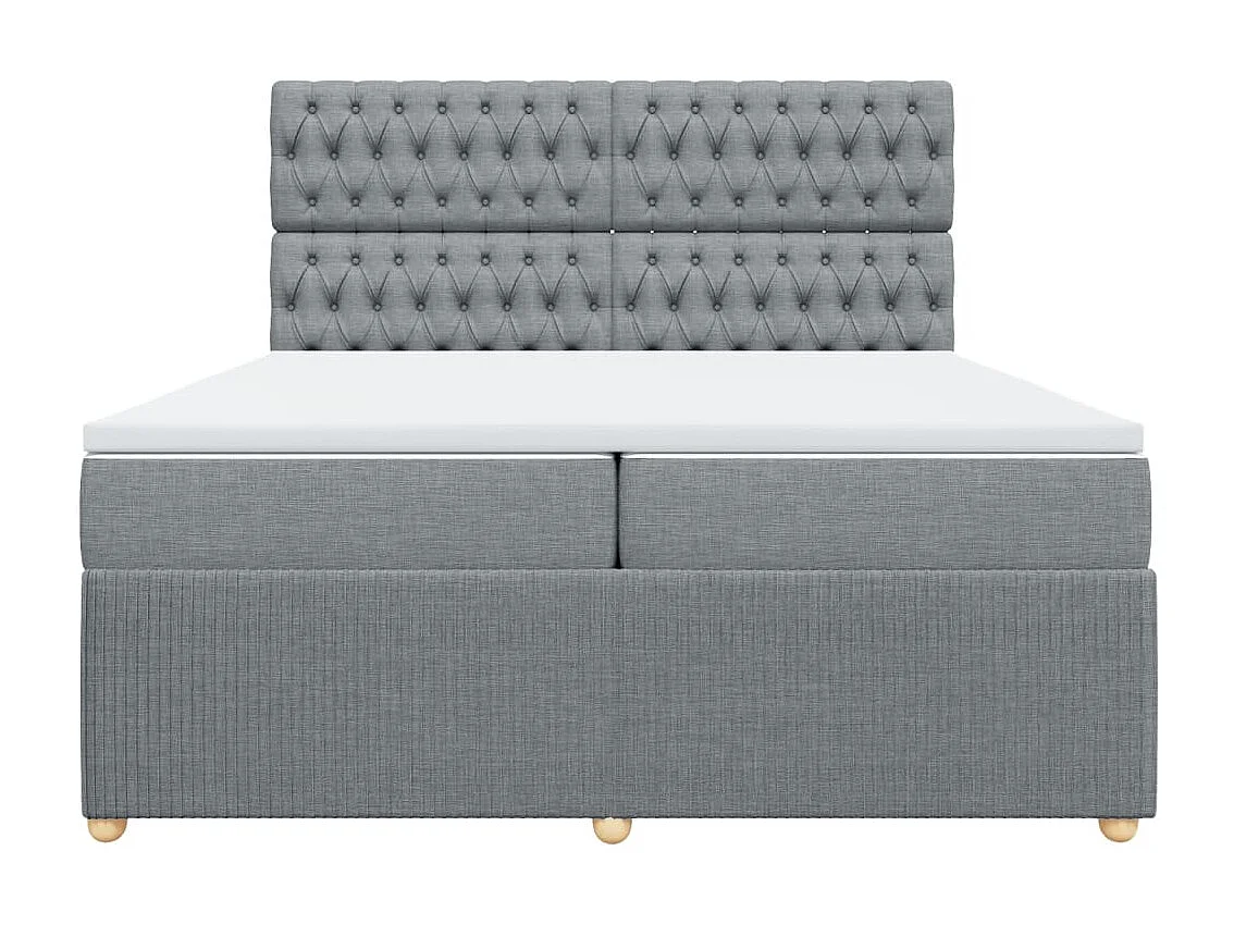 Sommier à lattes de lit avec matelas Gris clair 200x200cm Tissu