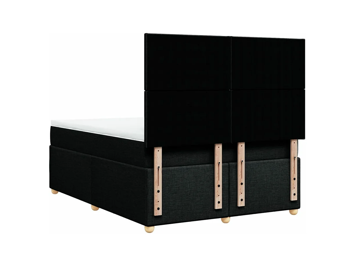 Sommier à lattes de lit avec matelas Noir 140x200 cm Tissu