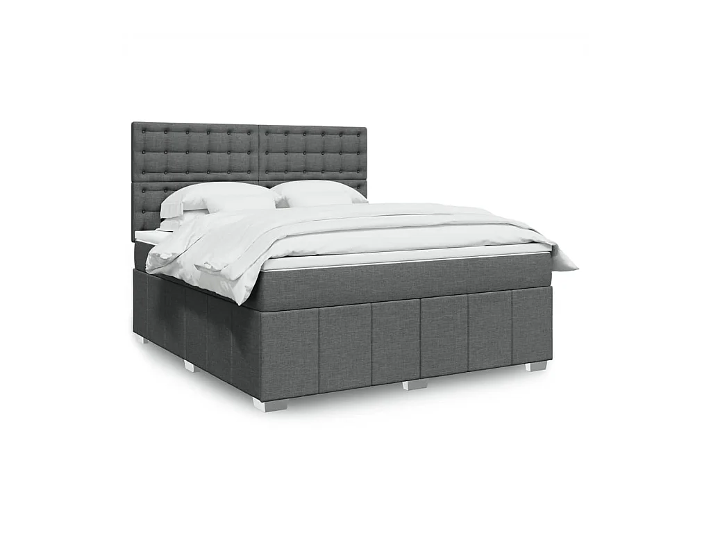 Sommier à lattes de lit avec matelas Gris foncé 180x200cm Tissu