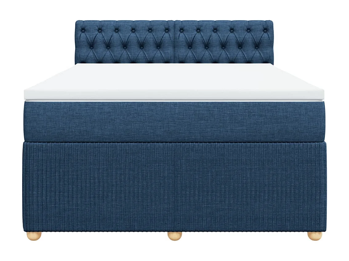 Cama box spring con colchón tela azul 140x190 cm
