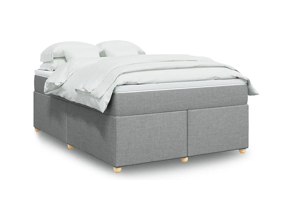 Sommier à lattes de lit avec matelas Gris clair 140x190cm Tissu