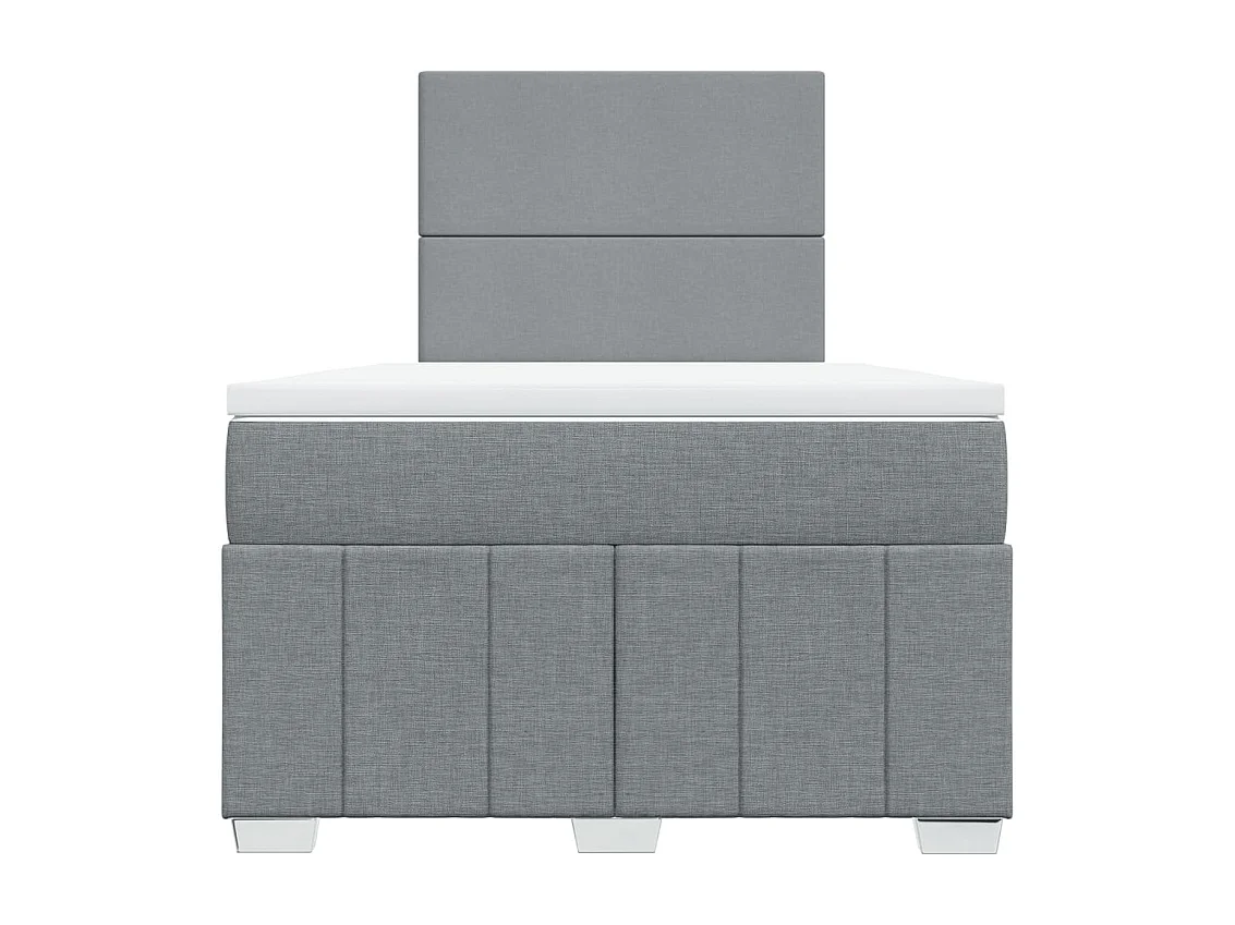 Cama box spring con colchón tela gris claro 120x190 cm