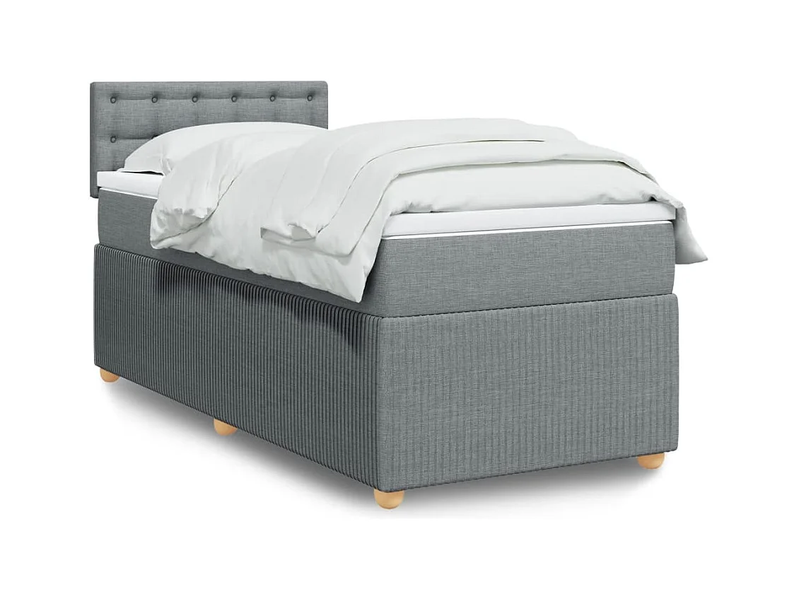Sommier à lattes de lit avec matelas Gris clair 90x200 cm Tissu