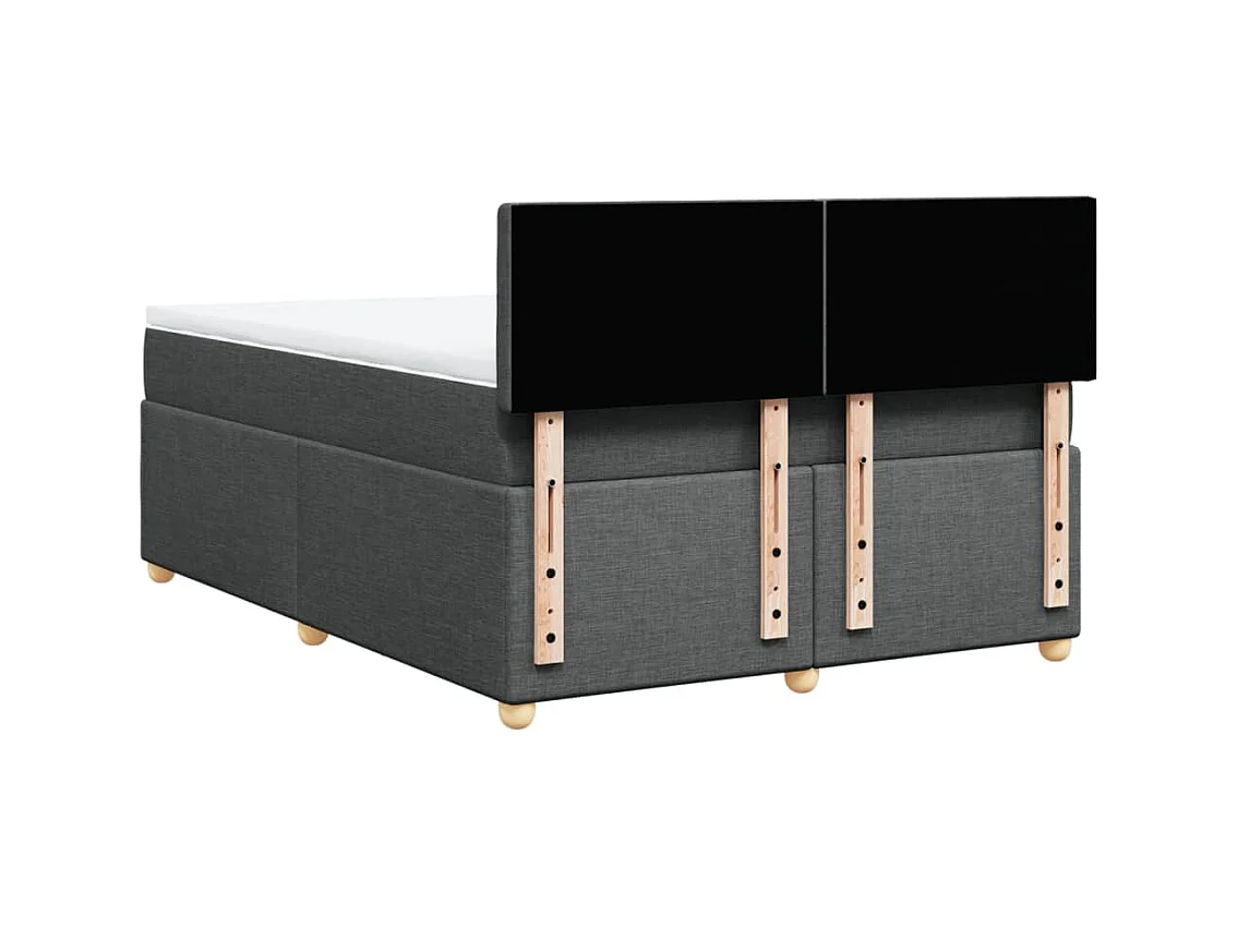 Cama box spring con colchón tela gris oscuro 160x200 cm