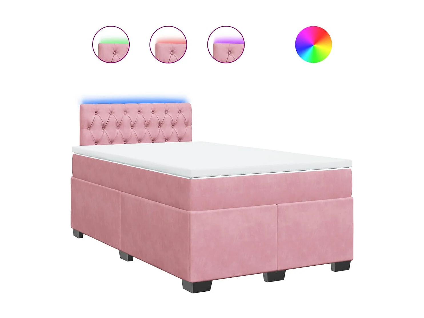 Sommier à lattes de lit avec matelas rose 120x190 cm velours