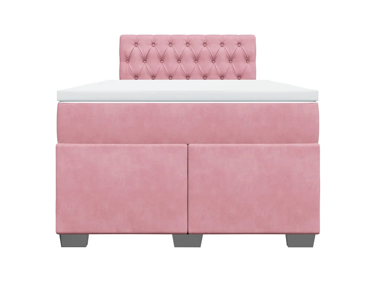Cama box spring con colchón terciopelo rosa 120x190 cm