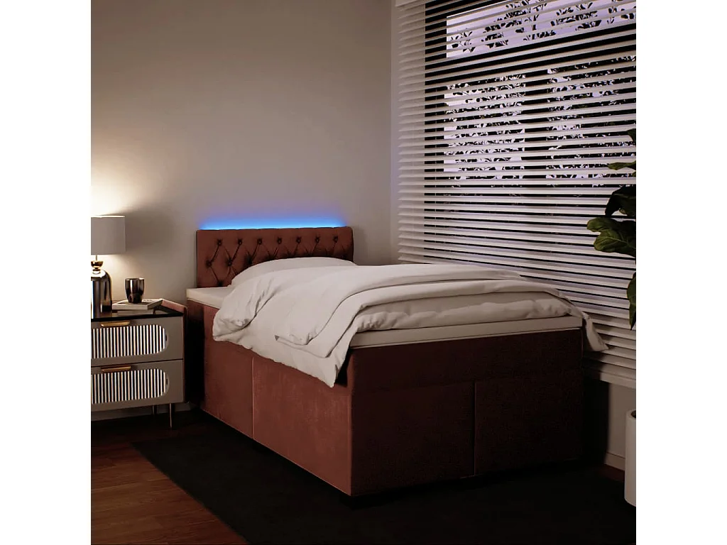 Sommier à lattes de lit avec matelas rose 120x190 cm velours