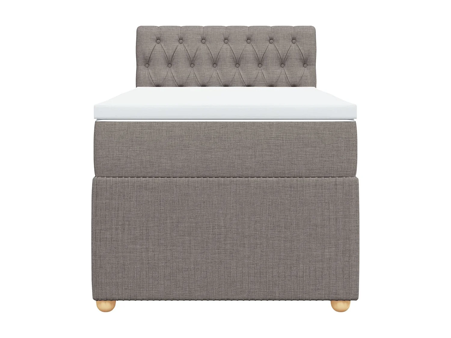 Cama box spring con colchón tela gris taupe 80x200 cm