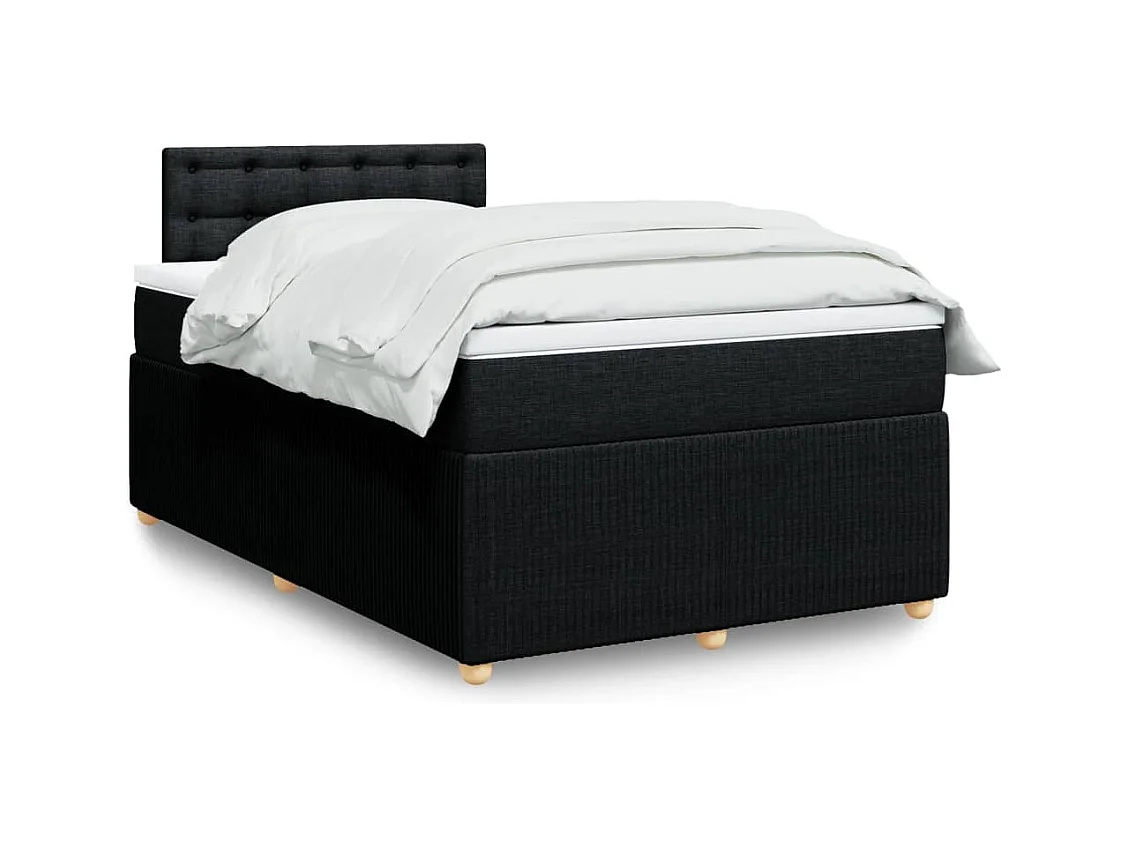 Cama box spring con colchón tela negro 120x190 cm