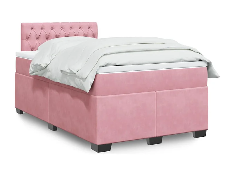 Cama boxspring com colchão 120x190 cm veludo rosa