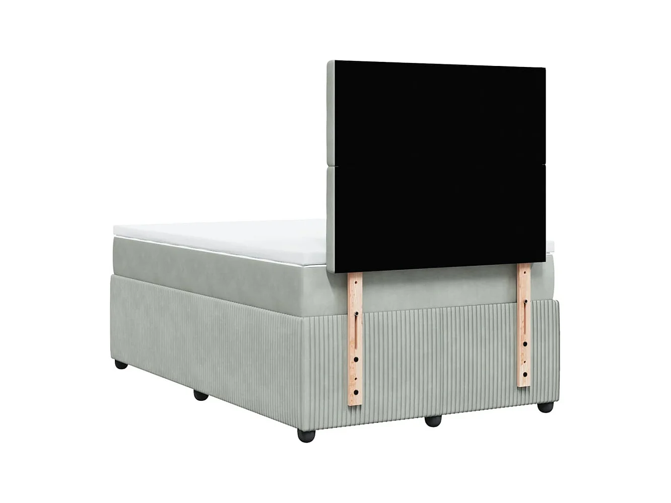Cama box spring con colchón terciopelo gris claro 120x190 cm