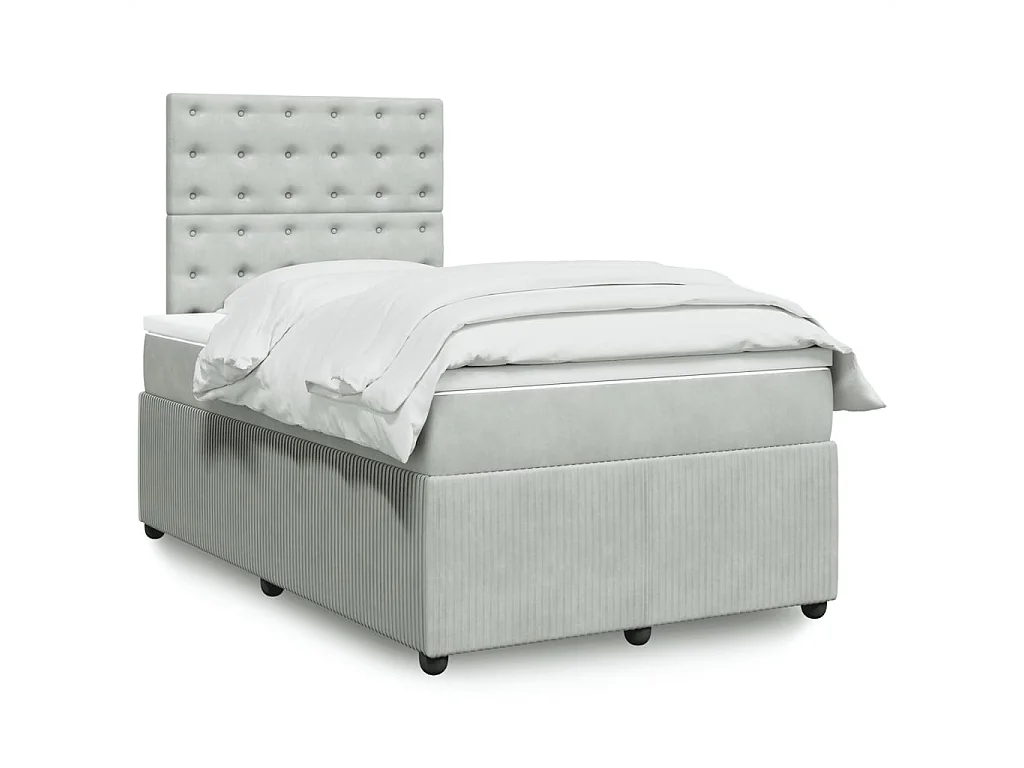 Cama boxspring com colchão 120x190 cm veludo cinzento-claro