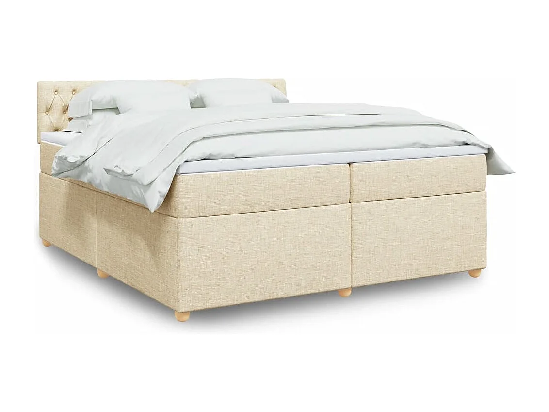 Sommier à lattes de lit avec matelas Crème 200x200 cm Tissu