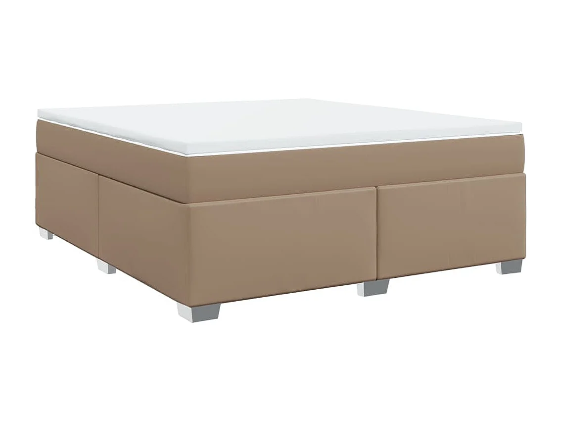Cama box spring con colchón cuero sintético capuchino 180x200cm