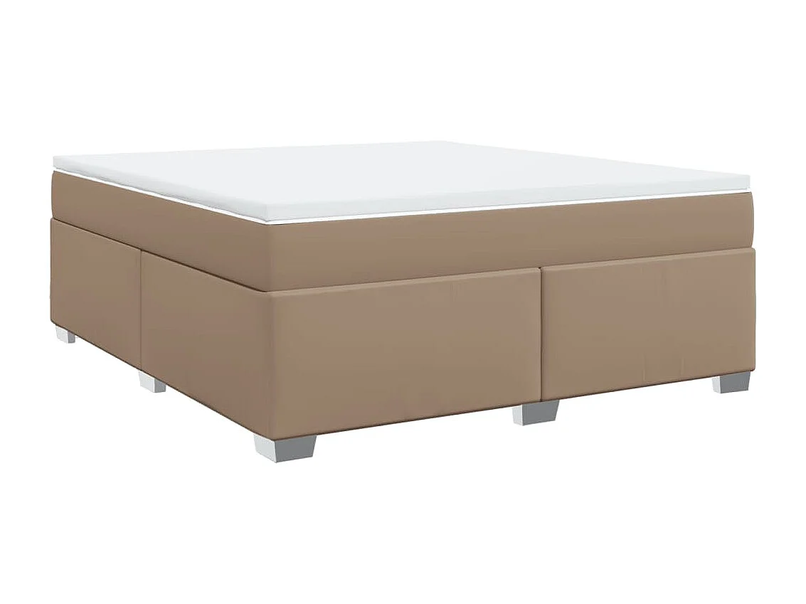 Cama box spring con colchón cuero sintético capuchino 180x200cm