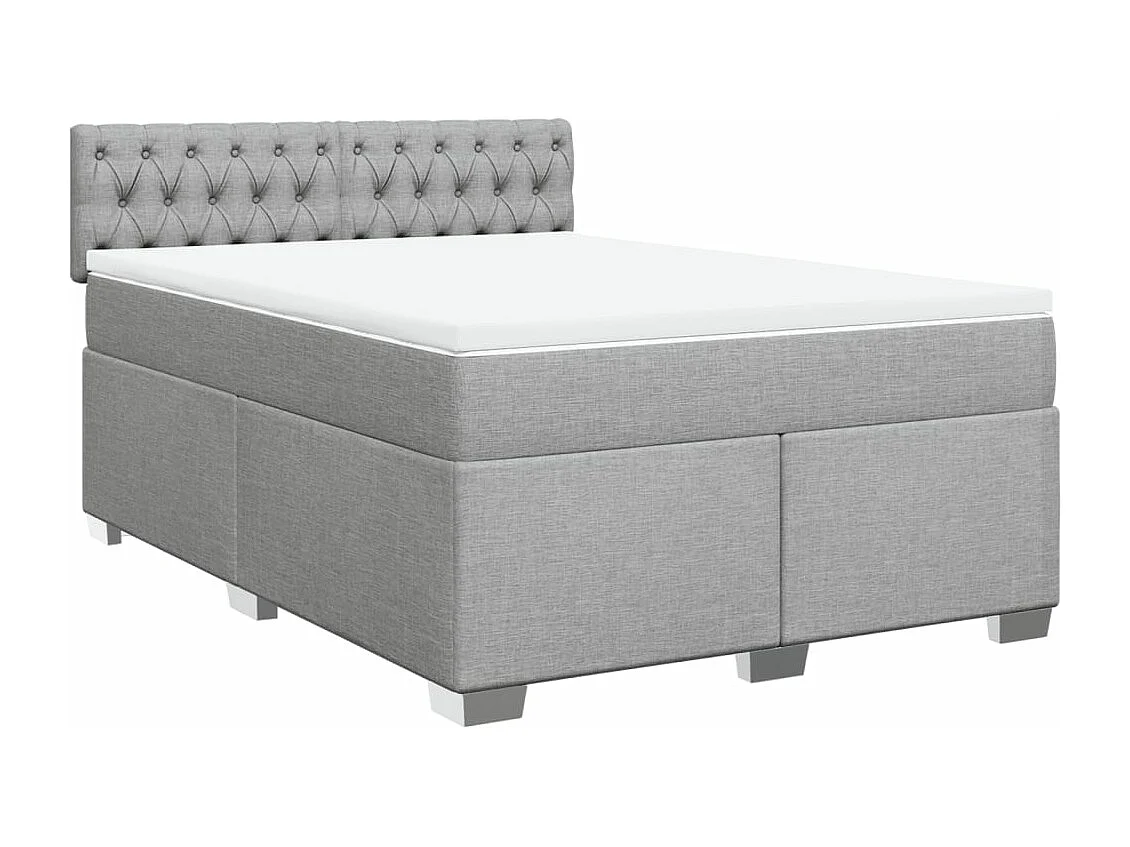 Cama box spring con colchón tela gris claro 160x200 cm