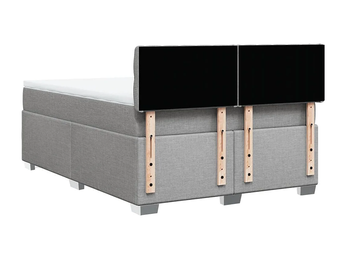 Cama box spring con colchón tela gris claro 160x200 cm