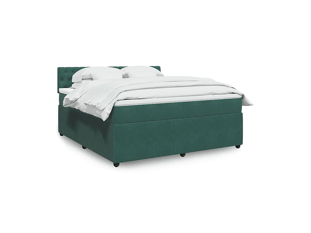 Cama box spring con colchón terciopelo verde oscuro 180x200 cm