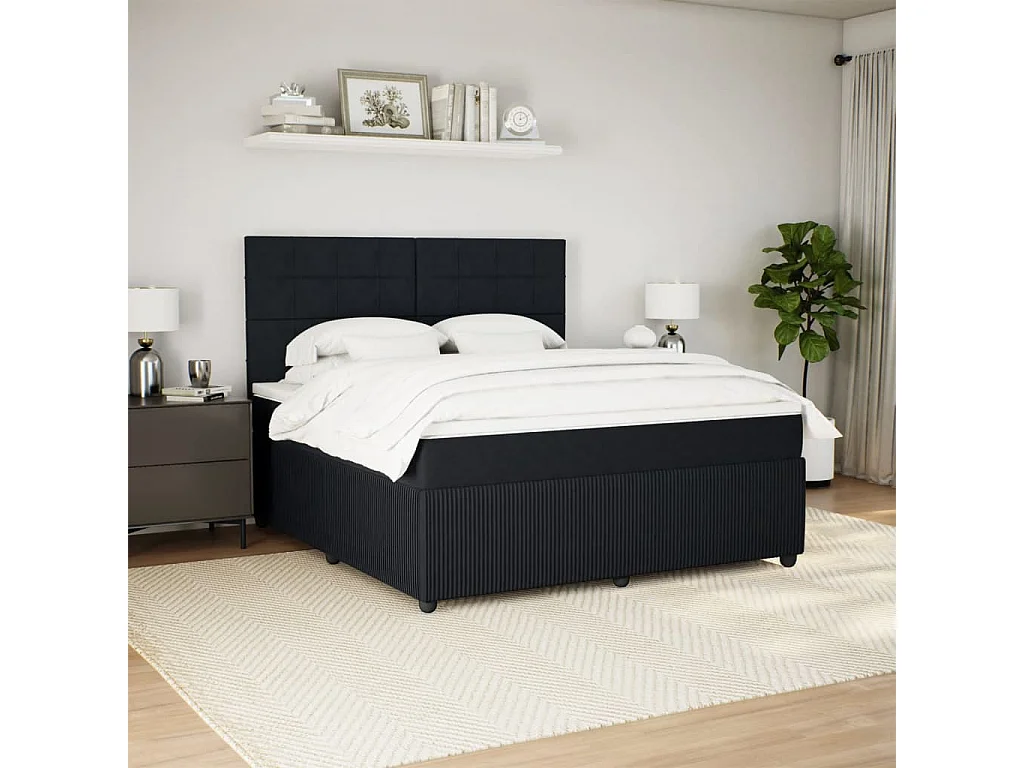 Cama com molas/colchão 180x200 cm veludo preto