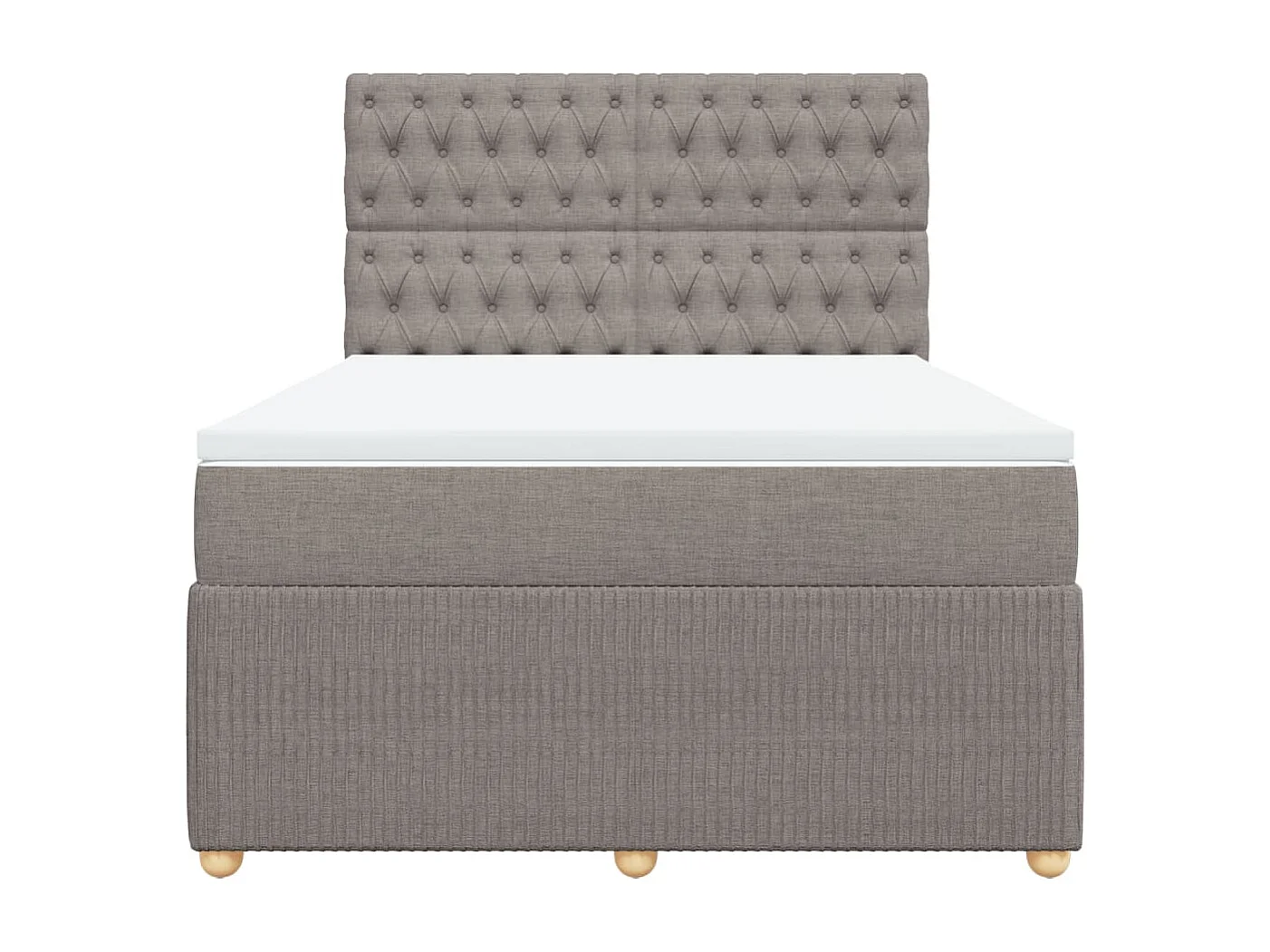 Cama box spring con colchón tela gris taupe 140x200 cm
