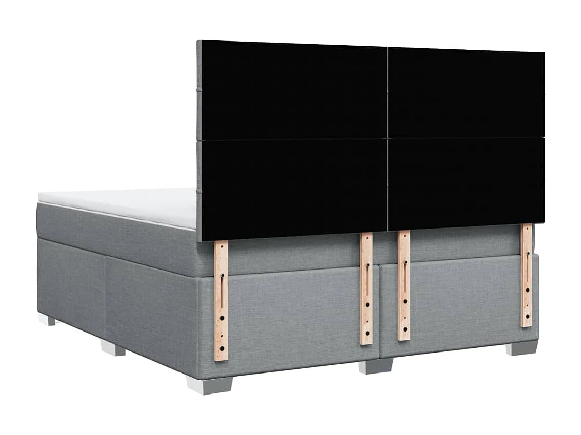 Cama box spring con colchón tela gris claro 180x200 cm