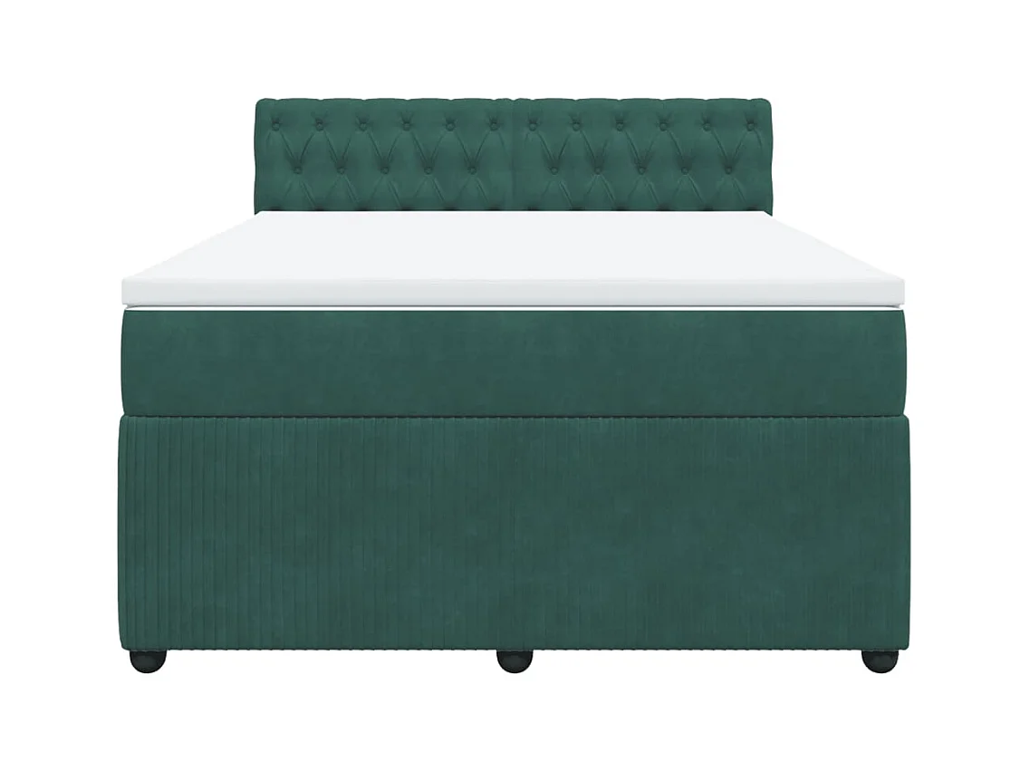 Sommier à lattes de lit et matelas Vert foncé 160x200cm Velours
