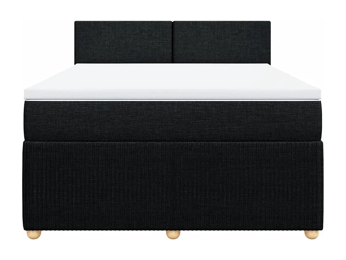Cama box spring con colchón tela negro 160x200 cm