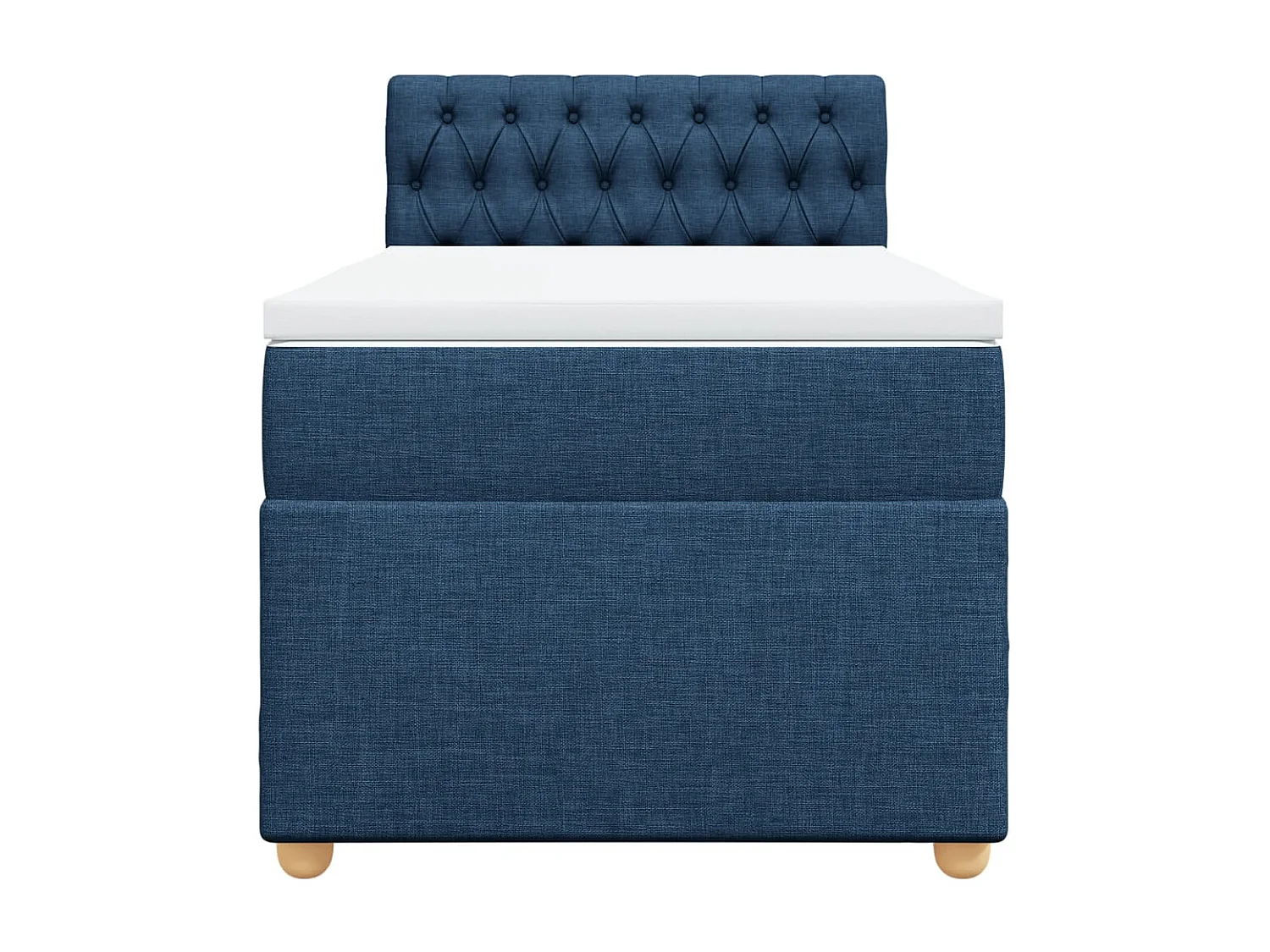 Cama box spring con colchón tela azul 90x200 cm