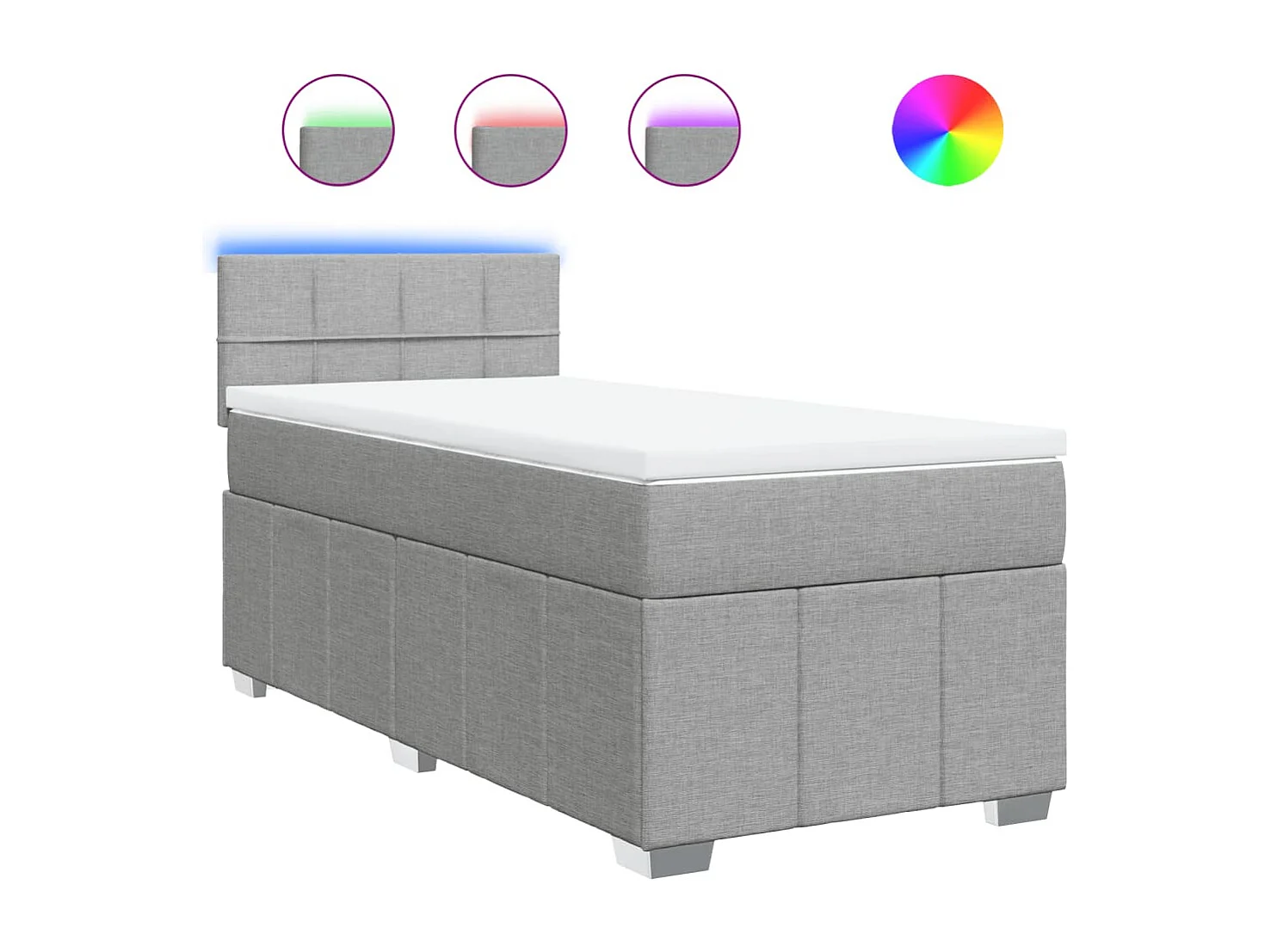 Sommier à lattes de lit avec matelas Gris clair 100x200cm Tissu