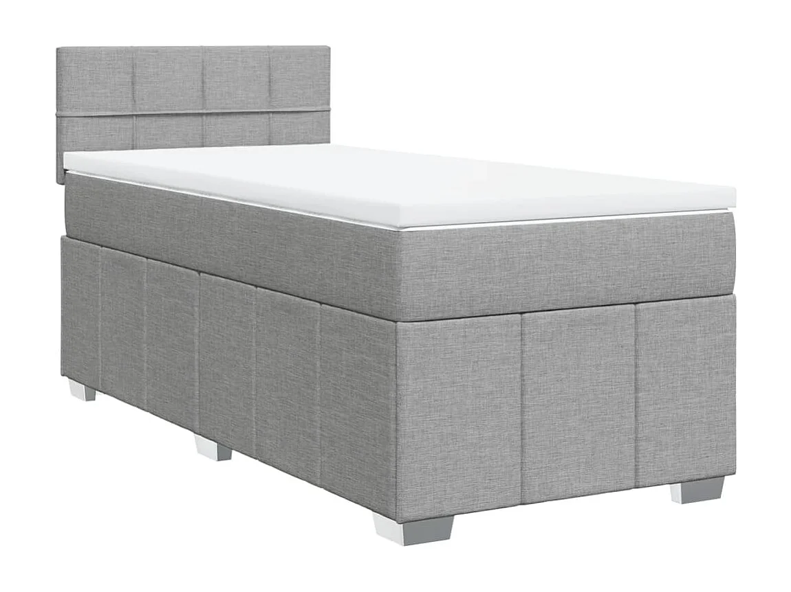 Sommier à lattes de lit avec matelas Gris clair 100x200cm Tissu
