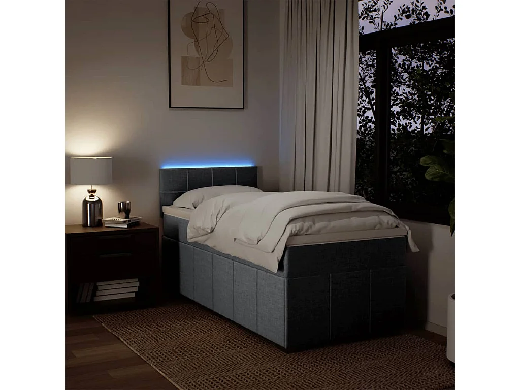 Sommier à lattes de lit avec matelas Gris clair 100x200cm Tissu