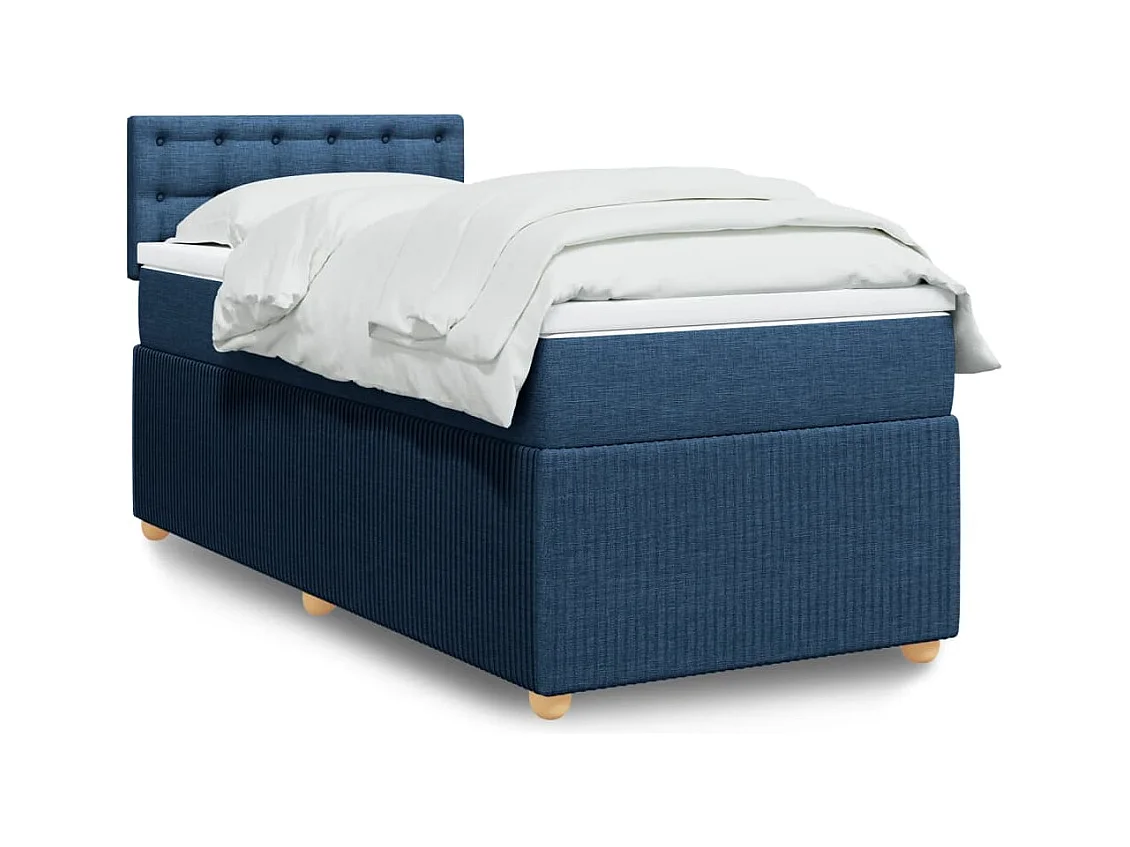 Sommier à lattes de lit avec matelas Bleu 90x200 cm Tissu