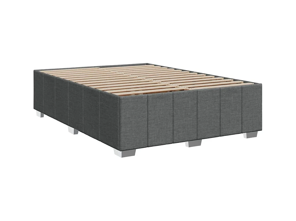 Cama box spring con colchón tela gris oscuro 140x190 cm
