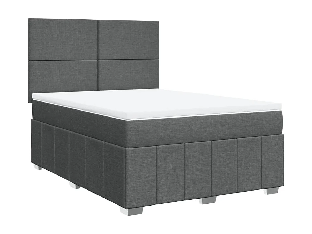 Cama box spring con colchón tela gris oscuro 140x190 cm