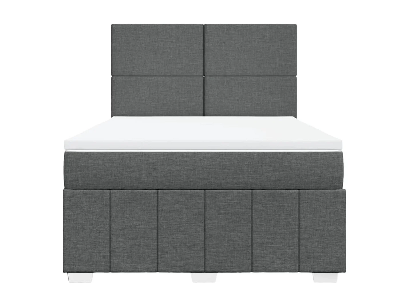 Cama box spring con colchón tela gris oscuro 140x190 cm