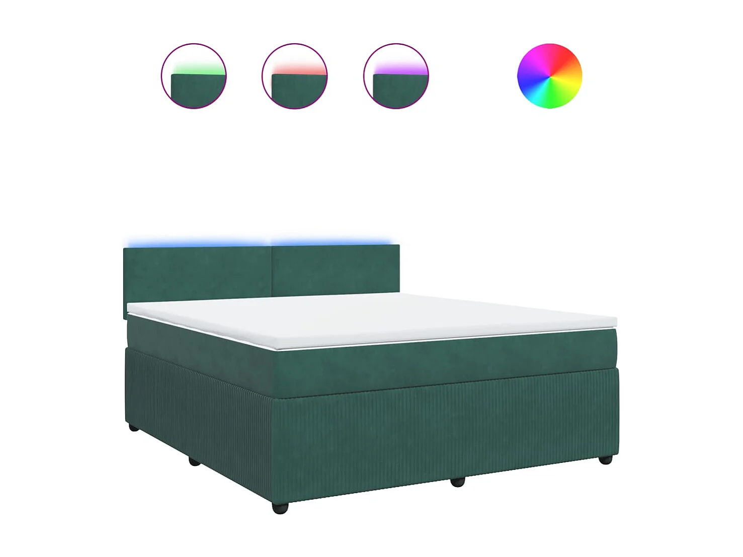 Sommier à lattes de lit et matelas Vert foncé 180x200cm Velours