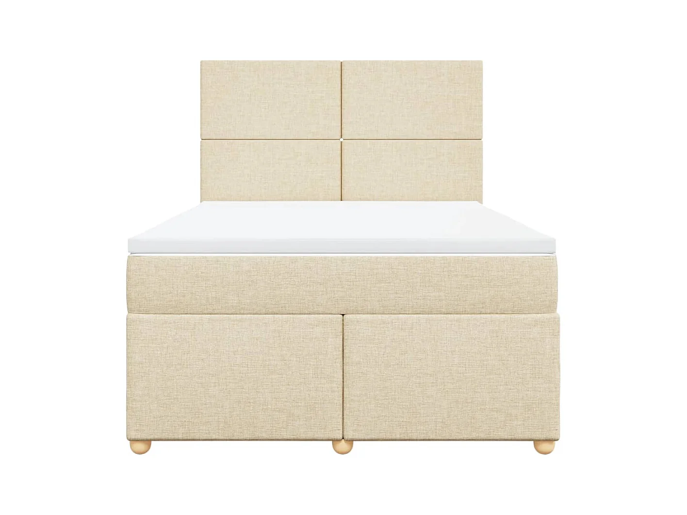 Cama box spring con colchón tela color crema 140x190 cm