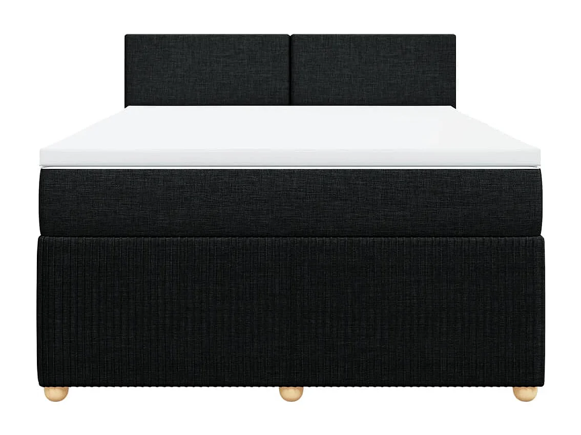 Sommier à lattes de lit avec matelas Noir 160x200 cm Tissu