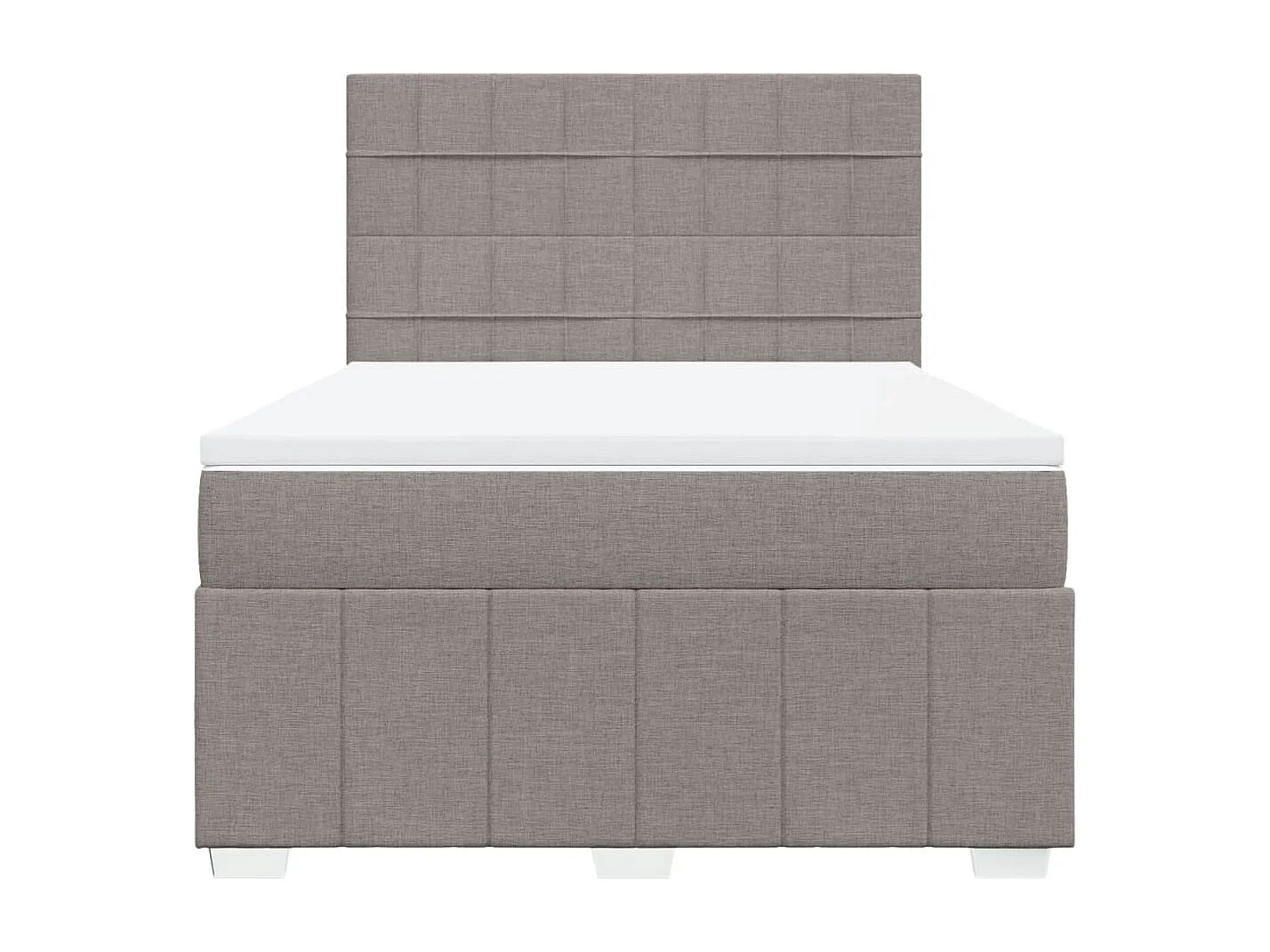 Cama box spring con colchón tela gris taupe 160x200 cm
